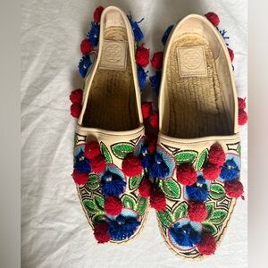 Tory Burch Ellis Pom Pom Espadrilles